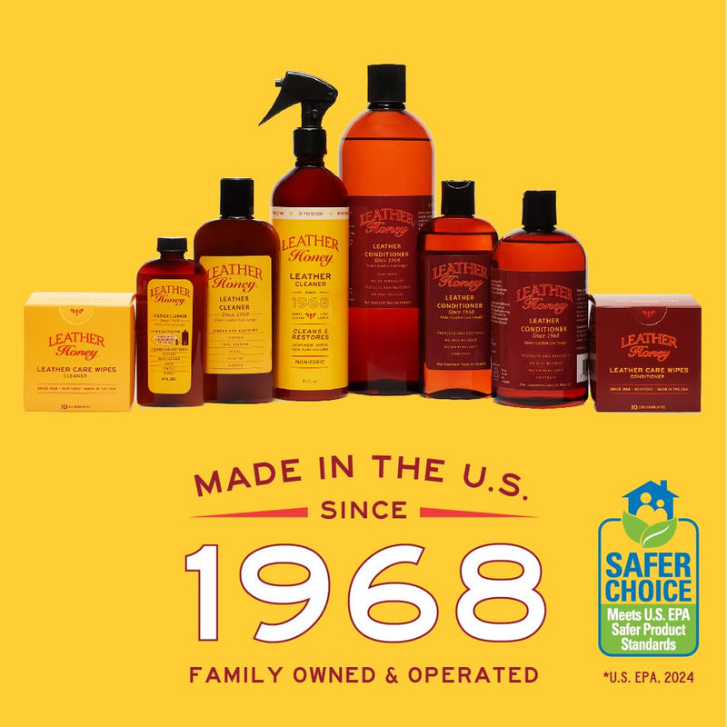 Leather Honey Leather Cleaner: Non-Toxic Leather Care Made in The USA Since 1968. Deep Cleans Leather, Faux & Vinyl - Couches, Car Seats, Purses, Tack, Shoes & Bags. Safe Any Colors & White Leather 8 Ounce (Pack of 1) - BeesActive Australia