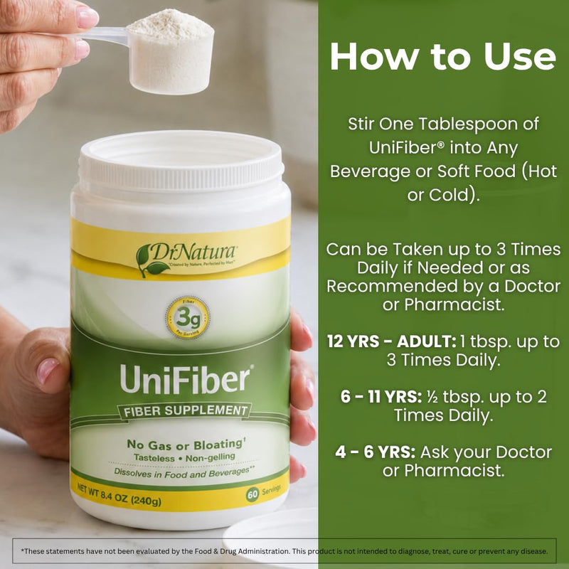 Dr. Natura® Unifiber, Natural Fiber Supplement, 8.4-Ounce. 8.4 Ounce (Pack of 1)