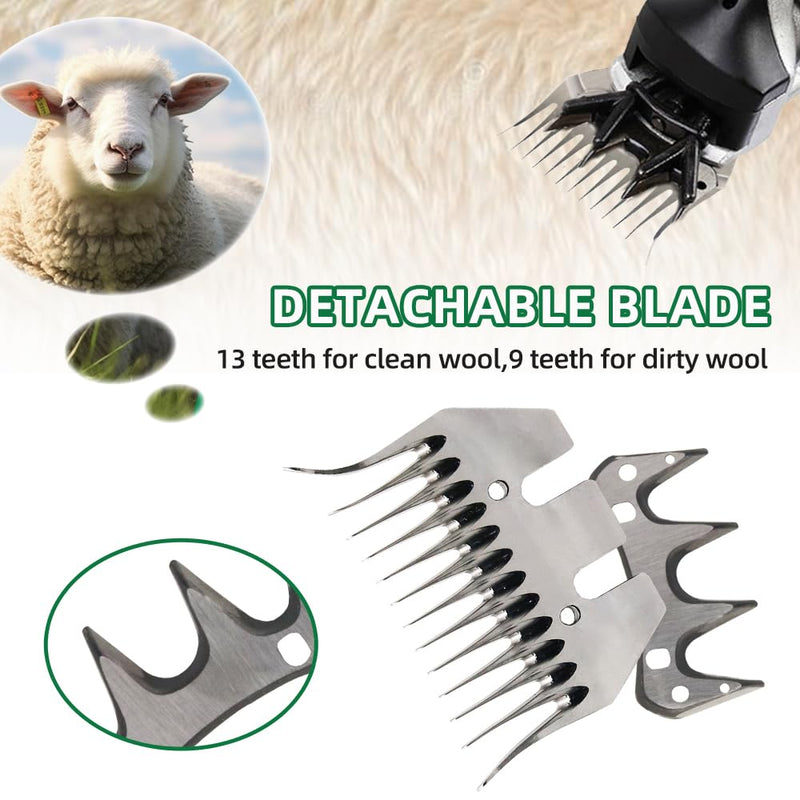 Sheep Shears Blades Curved Wool Shearing Comb and Cutter Blade Set for Alpaca Goats Wool Cutter Grooming Trimmer(13T Scimitar+Front Blade) 13T scimitar+front blade - BeesActive Australia