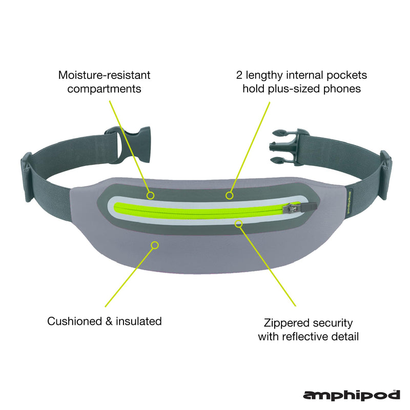 Amphipod Neo-Lite Run Pack, Bounce-Free Waist Storage for Running, Jogging & Walking, Men & Women - Charcoal - XL