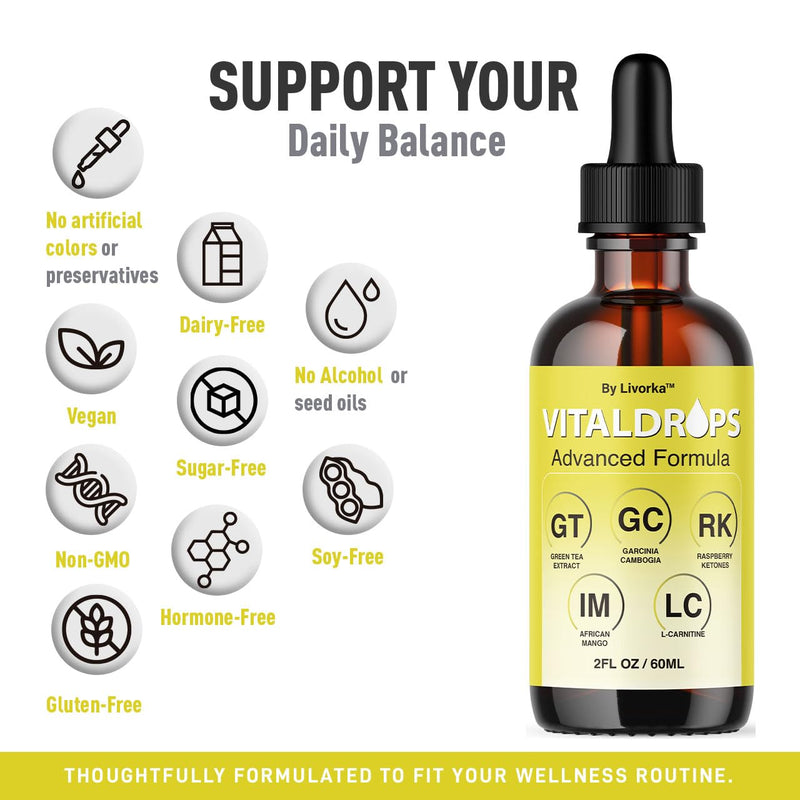 Vital Drops - Official Vital Drops Advanced Formula, VitalDrops Daily Premium Liquid Supplement Support All Natural Multivitamin for Overall Health & Wellness, 1 Bottle for 1 Month
