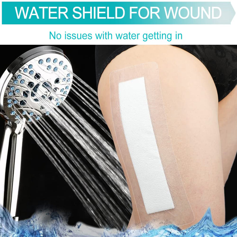 Waterproof Incision Bandages for Large Wounds Knee Hip Replacement Adheisve Island Dressing Bandaid Tape Post Surgical Shower Protector, No Glue On Center 4 x 10 Inch (Pack of 14) Waterproof 4"x10" Pack of 14