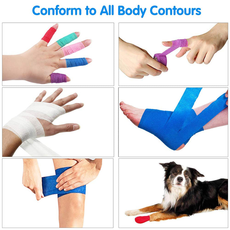 LotFancy Self Adhesive Bandage Wrap, 30 Pack 1 inch x 5 Yards Self Adherent Wrap, First Aid Athletic Tape, Cohesive Bandage, Sports Tape, Medical Supplies for Finger, Ankle, Wrist Sprains &Swelling - BeesActive Australia