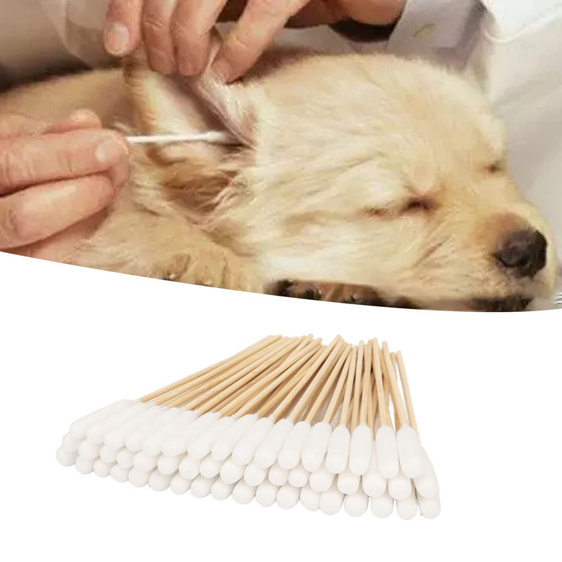 100Pcs Cotton Buds for Dogs and Cats, 6 Inch Long Qtips, Professional Dirt Removal Bamboo Stick Pet Lengthen Cotton Swabs for Cleaning Dog and Cat Ears, Apply Medicine, Clean Wound - PawsPlanet Australia