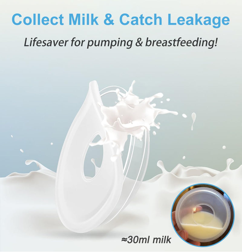 Milk Collector,2 Pack Reusable Breast Shells with Portable Box, Silicone Pad Milk Catcher for Sore Nipples During Milking or Breastfeeding, Collect Breastmilk Leaks for Nursing Moms (White) White - BeesActive Australia