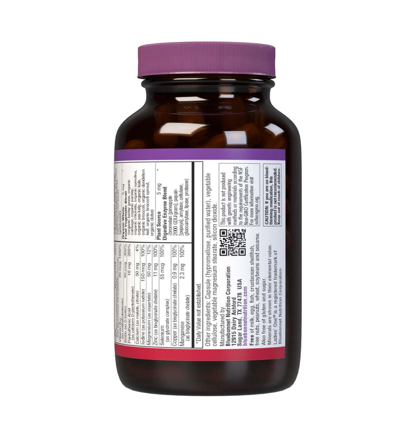 Bluebonnet Nutrition Ladies’ ONE 40+ Whole Food-Bed Multiple, Women Multivitamin for Women 40+, Soy-Free, Non-GMO, Gluten Free, 60 Vegetable Capsules, 60 Servings | Non-GMO, Kosher, Gluten-Free, Soy-Free
