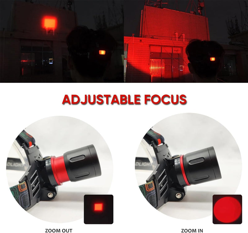 XLENTGEN Red Light Hunting Headlamp Rechargeable Red LED Headlamps 3 Modes Super Bright Red Headlamp for Coon Coyote Hog Predator Hunting Astronomy & Night Photography (Batteries Included)
