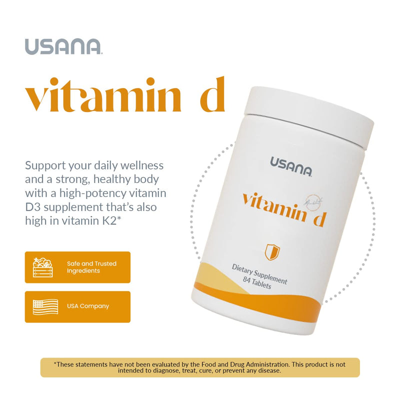 USANA - Vitamin D Maximum Strength 2,000 IU Supplement - 84 Tablets | With 2,000 IU Vitamin D, Vitamin K2, Bone Mineralization, Immune Support, Heart Health and Respiratory Health