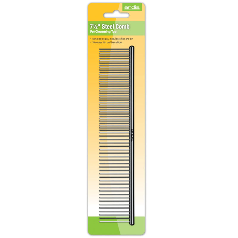 Andis 65730 Stainless-Steel Comb for Knots, Mats & Loose Hair Removal - Effective Dematting Tool, Comfortable, Lightweight, Portable & Safe for Dogs, Cats & Pets – Silver, 7-1/2-Inch 7 1/2" - BeesActive Australia
