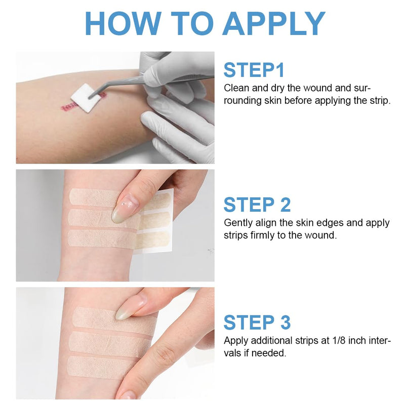 30 Strips Wound Closures 0.48" x 4" Breathable Steri Strip Adhesive Skin Closure for Closing Minor Cuts Wounds