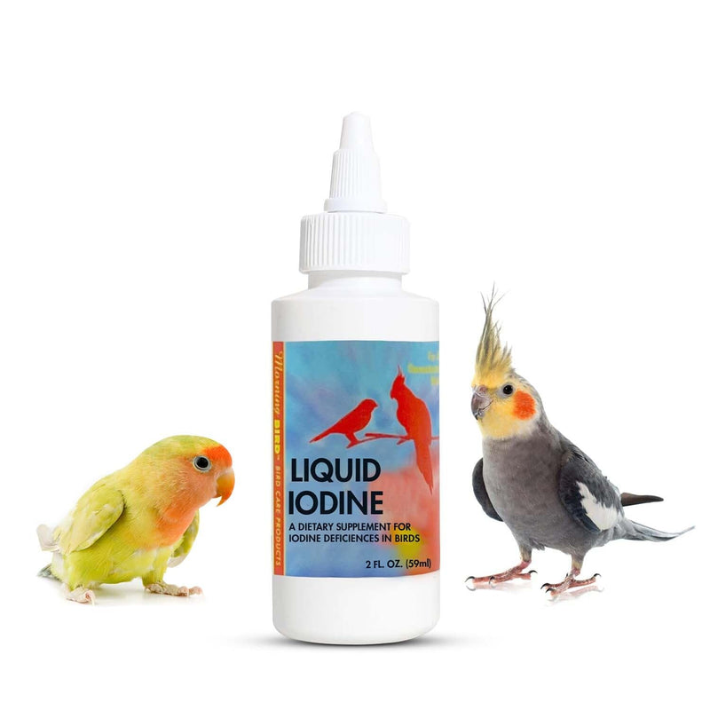 Morning Bird Liquid Iodine for Birds 2 fl oz – Iodine Mineral Supplement – Supports Feather Growth, Molting, Energy & Healthy Thyroid Function – Easy-to-Use Drops