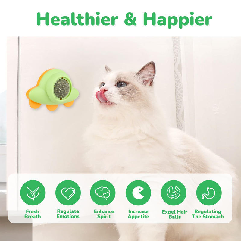 Cat Nip Ball Catnip Balls for Cat Nip Toys for Indoor Cats Catnip Balls That Stick On Wall 5 Piece(3 Catnip Balls, 2 Worm Gall Balls) with 2 Replacement Catnip Balls As Present - BeesActive Australia