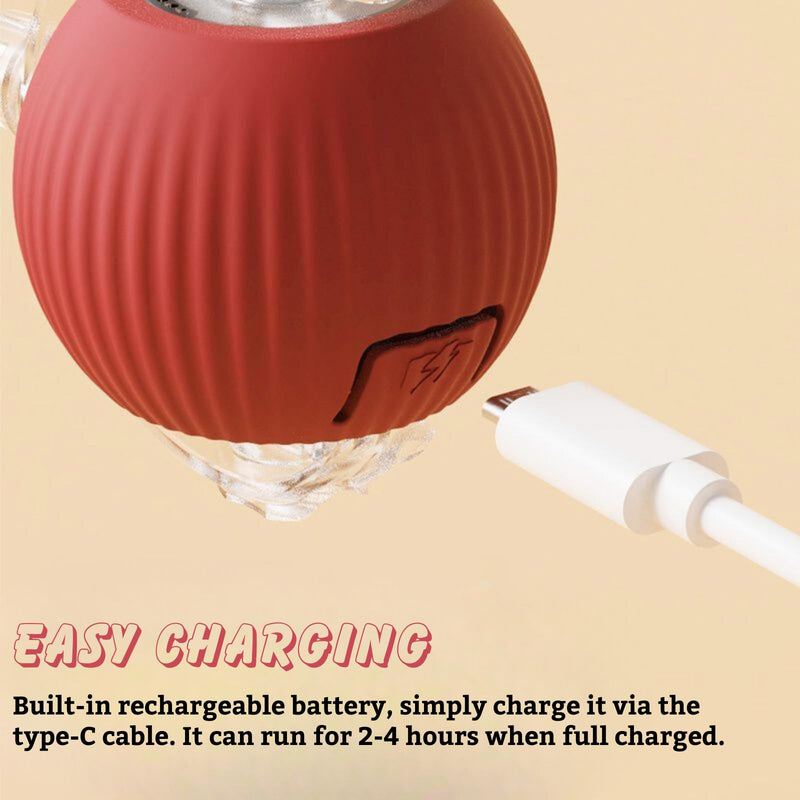 Interactive Cat Toys Ball, Automatic Moving Electric Cat Toy Rolling Ball for Indoor Cat Exercise, USB Rechargeable Red - BeesActive Australia