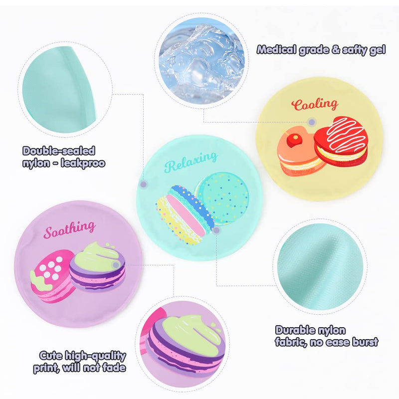 Hilph® Bundle of 3 Kids Ice Pack with Macaron Pattern + 3 Nylon Dinosaur Kids Ice Pack with Cover - BeesActive Australia