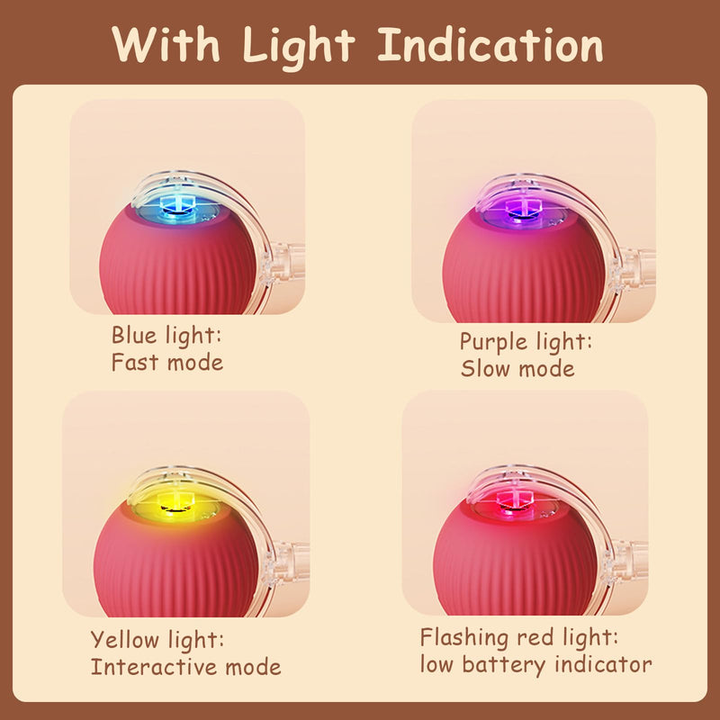 Interactive Cat Toys Balls, Interactive Rolling Dog Ball, Cat Toys Ball for Indoor Cats with Long Tail Fast Rolling on Carpet, Smart Automatic Rolling Pet Ball for Cat and Dog - BeesActive Australia
