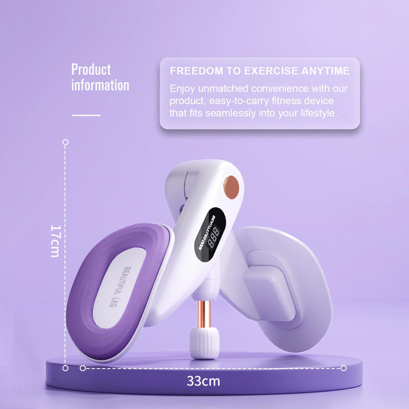 Thigh Hip Trainer for Beginner, Thigh Trainer, Pelvic Floor Strengthener with Built-in Smart Counter, Postpartum Rehabilitation Equipment, Portable Home Gym for Adduction Training Purple