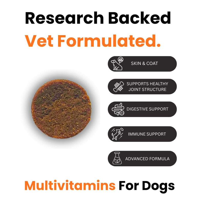 Doggy Dailies | Vitamins Supplements For Dogs | Skin & Coat | Probiotics + Joint Support 24 Vitamins & Minerals puppy to Senior Multivitamin 180