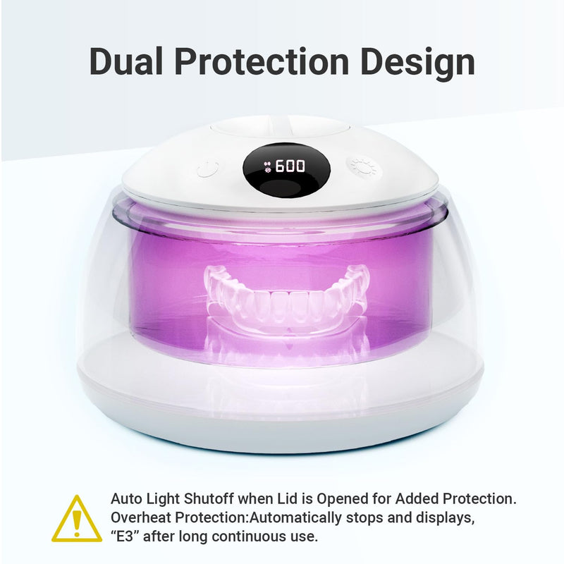 Ultrasonic Retainer Cleaner for Aligners & Dentures, 45kHz Dental Cleaning Machine with Digital Timer, 200ML Stainless Steel Tank, Low Noise Cleaner for Braces, Mouth Guards & Daily Dental Care White