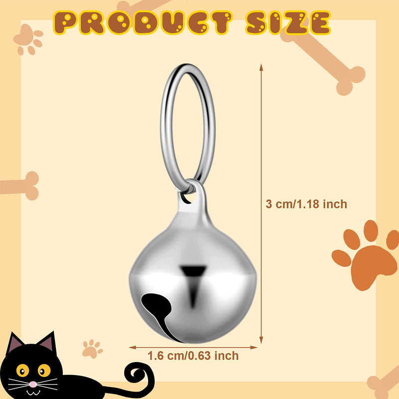 8 Pieces Collar Bells for Small Dogs Cat Bells Collar for Puppy Hanging Ring Bells Decoration Pets Tracker DIY Crafts Accessories for Pets Daily Use (Silver) Silver - BeesActive Australia