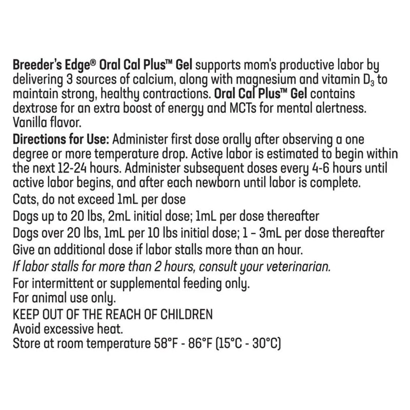 Revival Animal Health Breeder's Edge Oral Cal Plus- Fast-Absorbing Oral Calcium Supplement - 15 ml Paste - PawsPlanet Australia