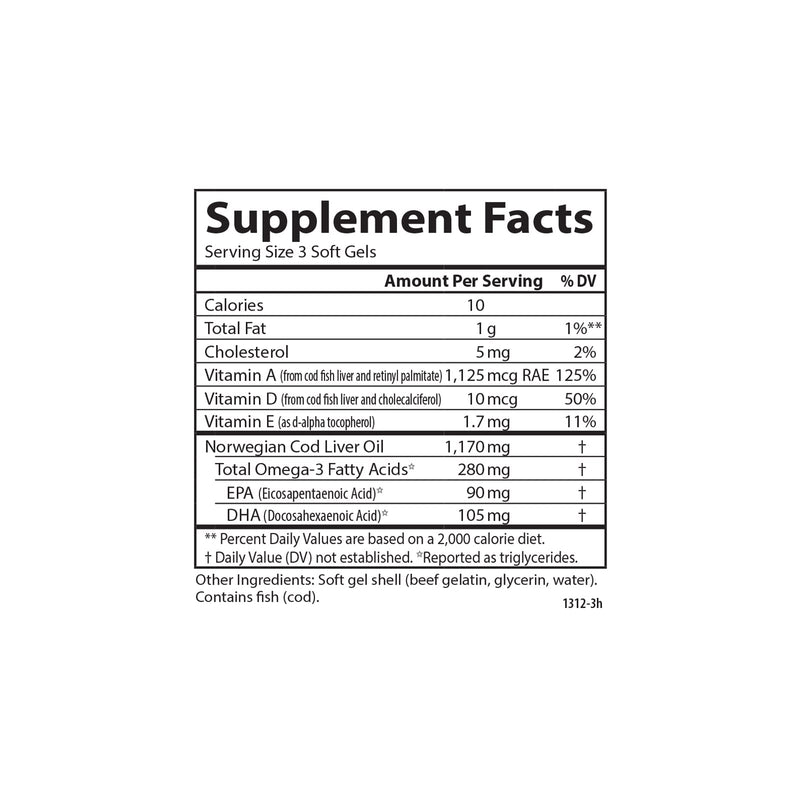 Carlson Cod Liver Oil Minis, 280 mg, From Norway, 250 Mini Softgels | Omega-3s + Vitamins A and D3; Wild Caught; Sustainably Sourced 250 Count (Pack of 1)