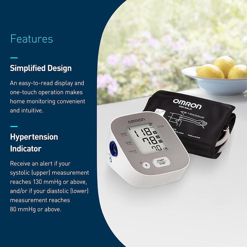 OMRON Bronze Blood Pressure Monitor for Home Use & Upper Arm Blood Pressure Cuff - #1 Doctor & Pharmacist Recommended Brand - Clinically Validated - Connect App 14 Readings - BeesActive Australia