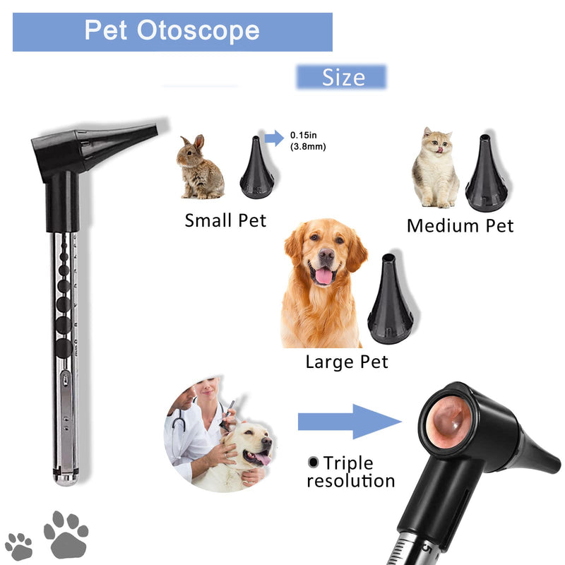 Veterinary Otoscope Kit,LED Vet Pet Cat Dog Ear Inspection, with 3X Magnifying Glass and penlight, Checking Pets Ears Eye Oral Cavity,Apply to Pets of All Ages Dogs Cats Rabbit - BeesActive Australia