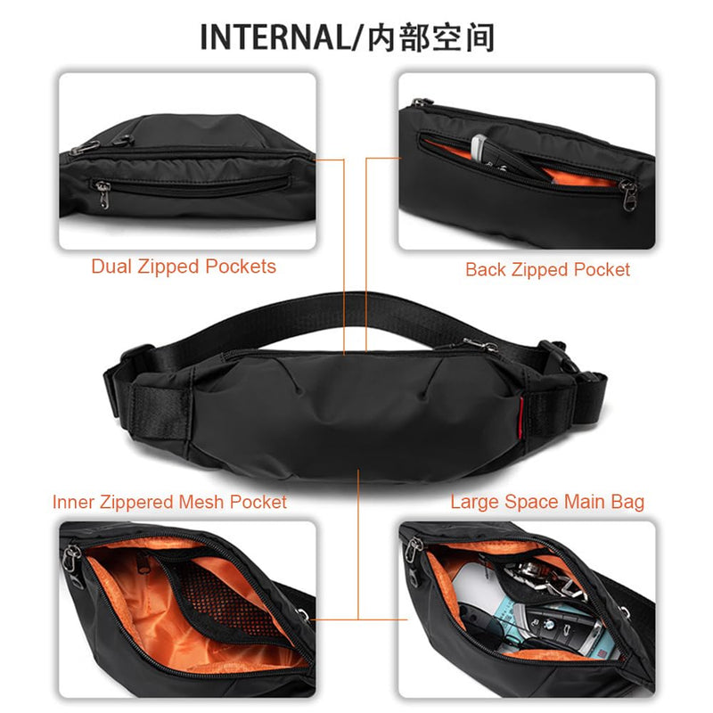 Large Crossbody Fanny Pack for Men and Women, Mini Sling Bag, Multi Pocket Fanny Pack Cross Body Bags Purse Casual Hands-Free Wallets Waist Pack Phone Bag Sports Festival Workout Traveling Running Black01