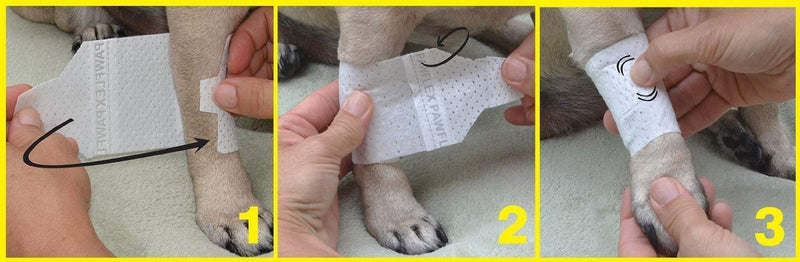 Basic leg bandages for dogs, cats, pets -First- aid non adhesive fur friendly, soft stretch wound care, hot spots, fungus, ADJUSTABLE FASTENING STRAP Value pack (2XS/XS 12-Pack) 2XS/XS 12-Pack - BeesActive Australia