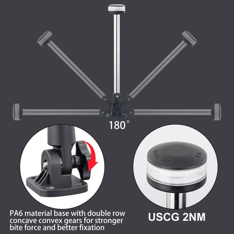 Stern Lights,Navigation Lights,Led All Around Anchor Light,Folding Base,USCG Certified 2NM, For Boat,Yacht,Pontoon,Fishing Boat 24 Inches