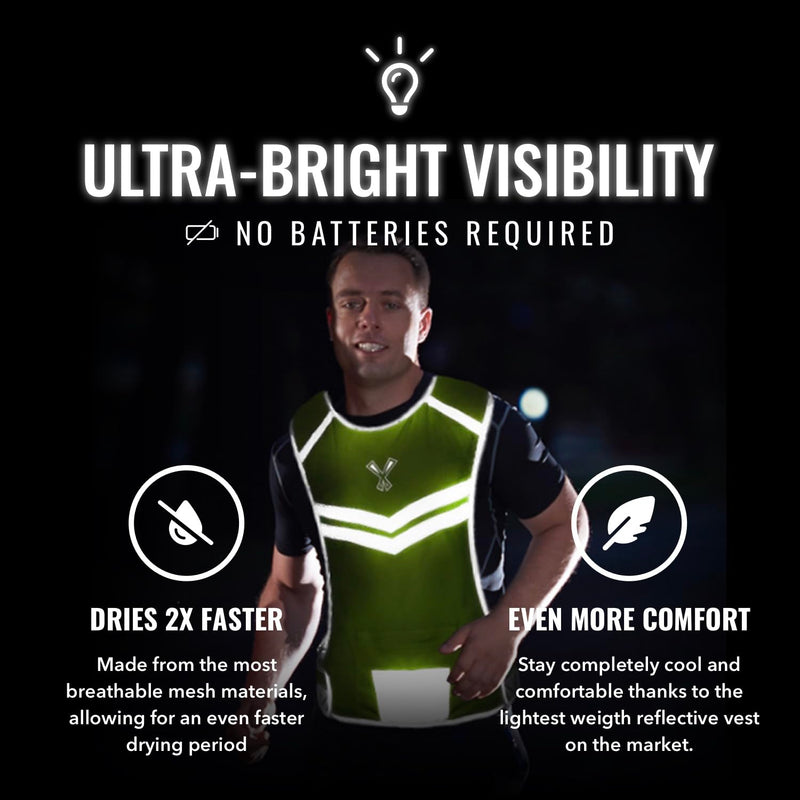 Running Reflective Vest, Inside Pocket & 2 Bands, High Visibility Reflective Running Vest for Night Running Walking Cycling Large Yellow