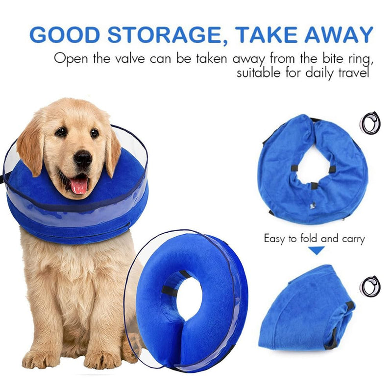 Neck collars for dogs, 2-in-1 inflatable dog collar for recovery after operations or wounds, dog collar, protective collar for pets, adjustable, comfortable protective collar, blue L blue (neck: 12 "-18") L - BeesActive Australia