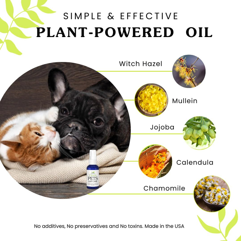 Isabella's Clearly Dog & Cat Ear Care Oil - Natural Wax Removal & Itch Relief - Ear Drops with Calendula, Witch Hazel, Mullein - Made in USA