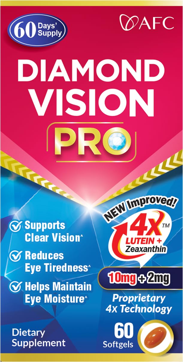 AFC Japan Diamond Vision PRO for Screen Exposure, 60 softgels | 60 days' supply eye vitamins formula,free-form lutein & zeaxanthin, visual health for screen exposure & night use