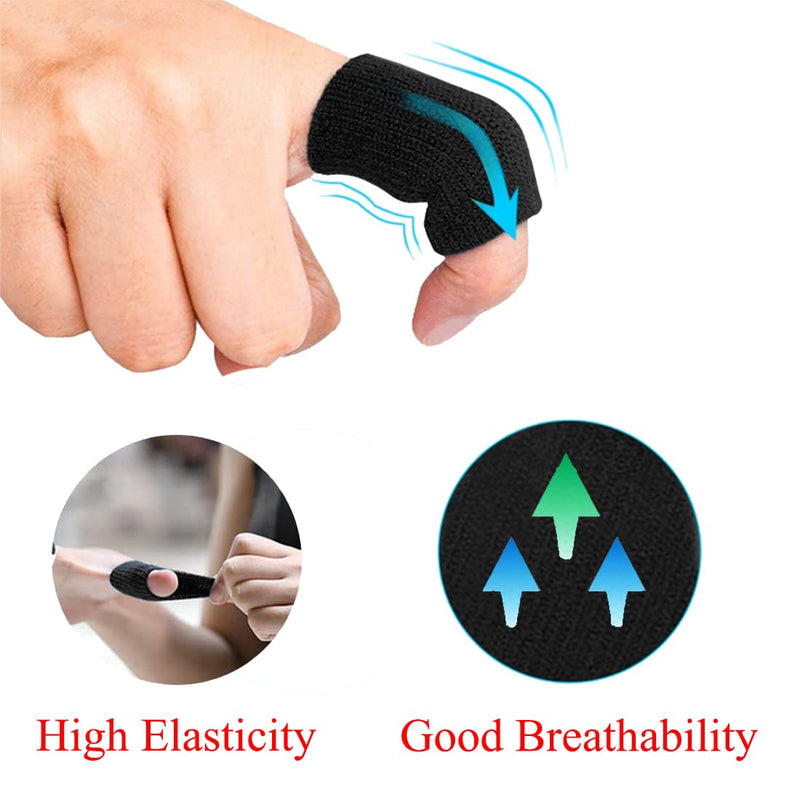 ELANE 40 Pcs Finger Sleeves Protectors,Finger Sleeves for Arthritis Trigger Finger Splint for Thumb,Finger Brace for Arthritis Pain and Support (Black,Blue,Red,Beige) Black+Blue+Red+Beige