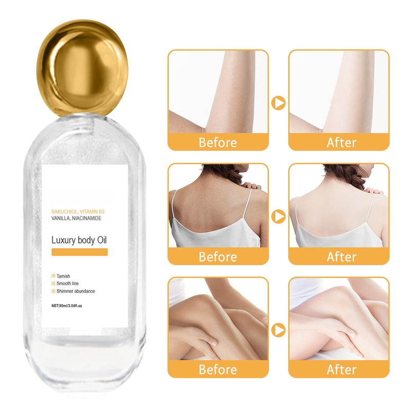 Luxury Body Oil ,90ml | with Vitamin B3, Vanilla and Coconut Oil Extra, Smooths Lines, Soothe dryness, Enhances Glow , for Radiant Skin