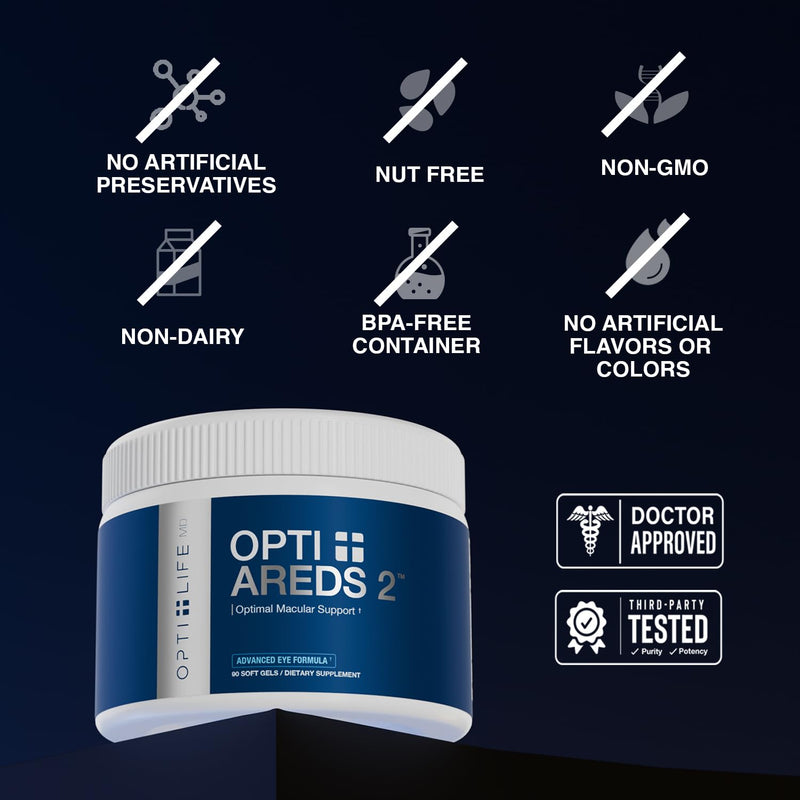 Opti + AREDS 2 Supplements | Vision & Eye Health Supplements for Adults | Includes Lutein, Zeaxanthin, Zinc, and Vitamin C for Macular Support* | 90 Softgels / 45 Servings 90 Count (Pack of 1)