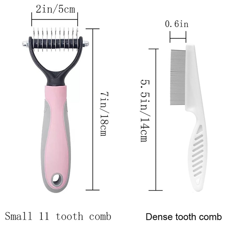 MMSGA Dog Hair Comb Stripper, Cat Dog Detangling Combs, Pet Grooming Tool, Double-Sided Fur and Dematting Rake Comb for Dogs and Cats, Cat and Dog Flea Comb Set (Small, Pink)… Small - BeesActive Australia
