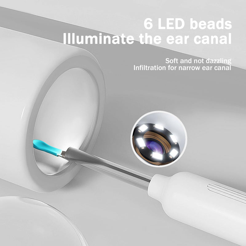 Ear Wax Removal, Ear Wax Removal Tool Camera with 1080P and 6 LED Lights, Ear Cleaner with 10 Replacement Tips, Earwax Removal Kit with Camera and 7 Pcs Ear Picks for Android/iOS Black - BeesActive Australia