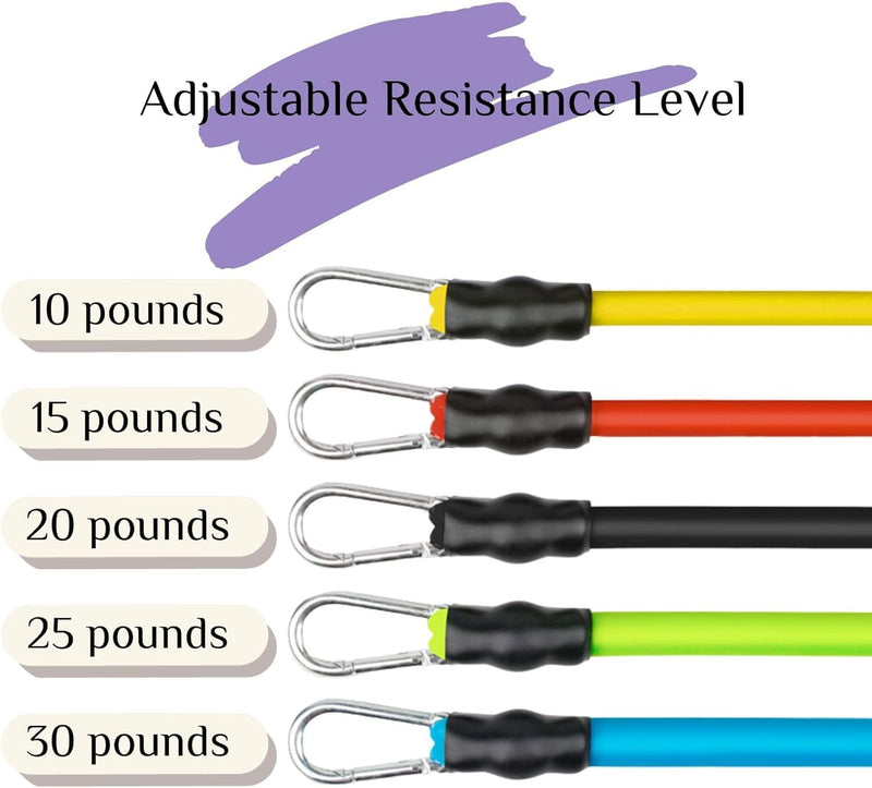 Adjustable Foot Pedal Resistance Band, Durable Foot Pedal Resistance Trainer with Bag. Multifunctional Pedal Puller Resistance Rope with Handles. Fitness Equipment for Women and Men. Purple.