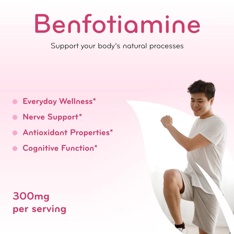 High Absorption Vitamin B1 Benfotiamine 300mg - Benfotiamine Supplement for Glycation Heart and Nerve Support - Vegan Non-GMO & Gluten Free Fat Soluble Thiamine B1 Supplement (180 Servings)