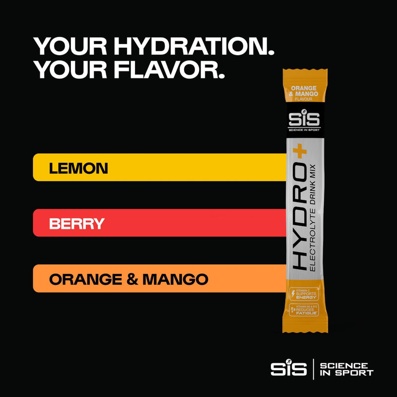 SiS Hydro+ - Scientifically-Formulated Electrolyte Drink Mix - Hydration Powder with Five Key Electrolytes - Vitamin C, Vitamin B6 & B12 - Single-Serve Satchets - Orange & Mango Flavor - 20 Count