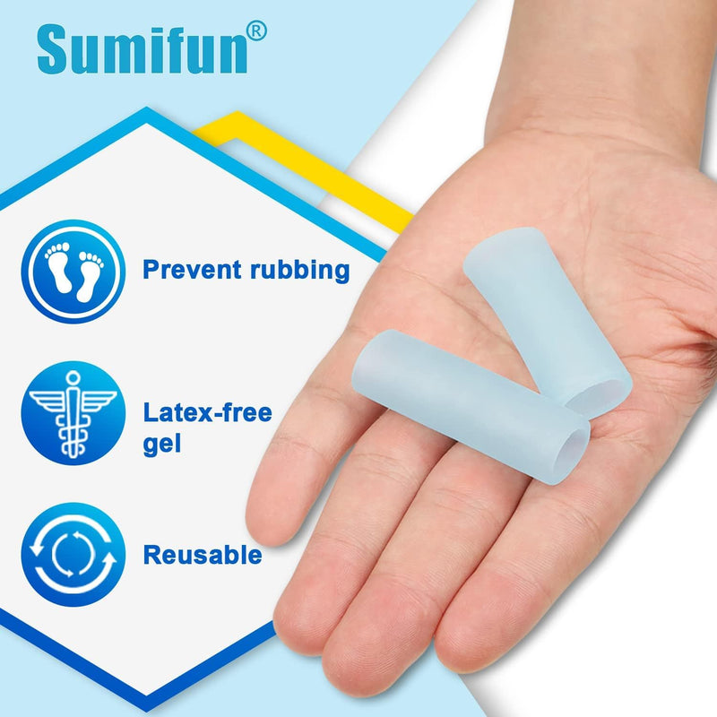 Sumifun Gel Finger Protector, 20 Pcs Silicone Finger Sleeves for Corns, Fingernails Loss, Friction Pain Relief, Blue Blue(20pcs)