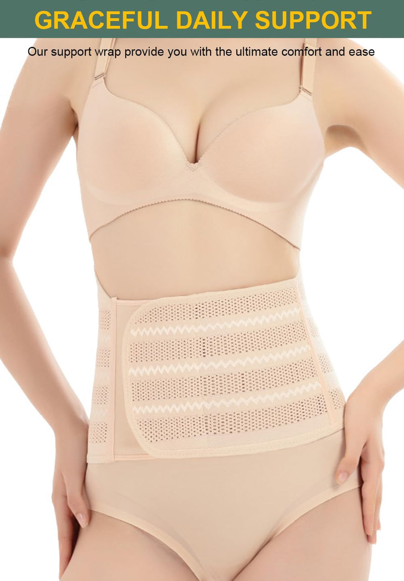Belly Band Postpartum Belly Wrap, Breathable Abdominal Binder Post Surgery, Adjustable Waist Trainer for Women Lower Belly Fat, C Section Abdominal Binder Hernia Belt Back Support Belt for Women (Large) Large