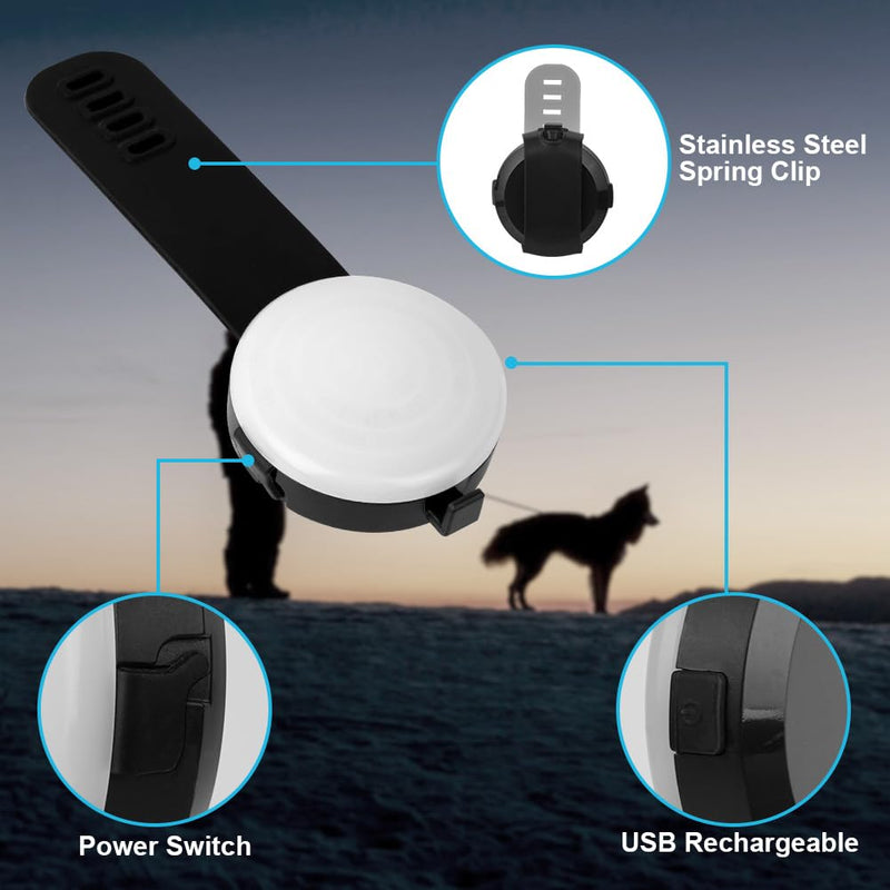 AUAUY Safety LED Flashing Light, 4 Modes Dog Light IPX68 Waterproof Pet Lights, USB Rechargeable Dogs Cats Light Pendant, Adjustable LED Light for Night Walks Running Camping Black Rechargeable - BeesActive Australia