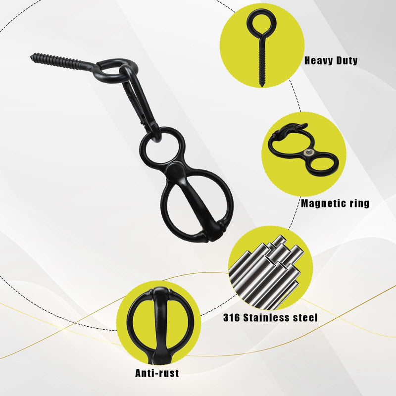 2pcs Horse Tie Ring, Heavy Duty Tie Ring Horse Training Equipment with Eye Bolt,Quick snap,Humane and Safe Tie Way,Black - BeesActive Australia