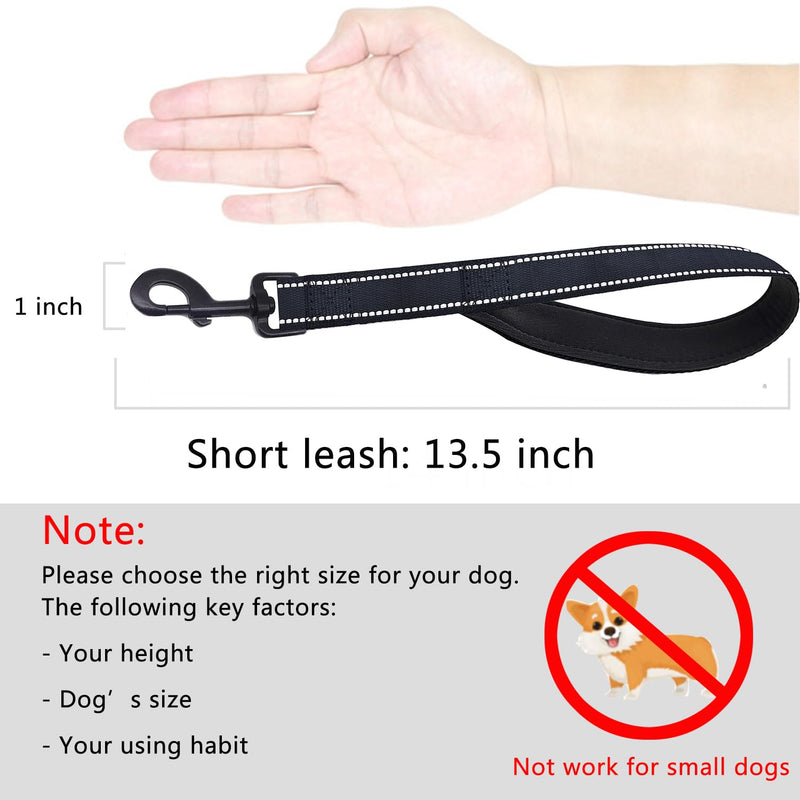 Short Dog Leash Heavy Duty Dog Leash with Comfortable Padded Handle Reflective Training Dog leashes for Medium Large Dogs Up to 80lbs Black 13.5 inch - BeesActive Australia