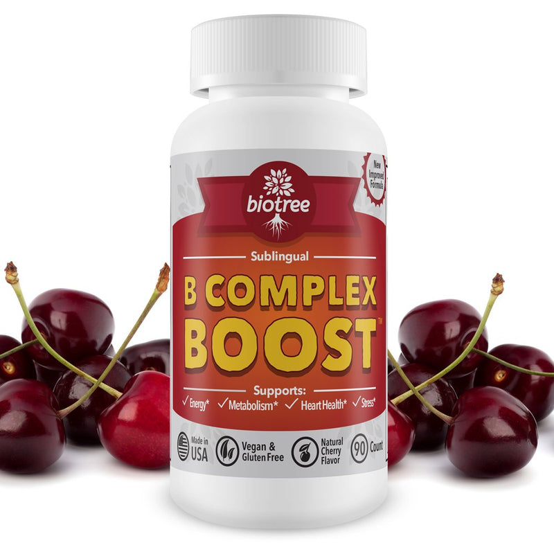 Vitamin B12 Sublingual B Complex Energy Pill B12 Methylcobalamin B6 Biotin & Folic Acid Natural Energy Supports Metabolism Heart Health & Stress Great Tasting Cherry Flavor! 100% Caffeine Free - 90 Count (Pack of 1)