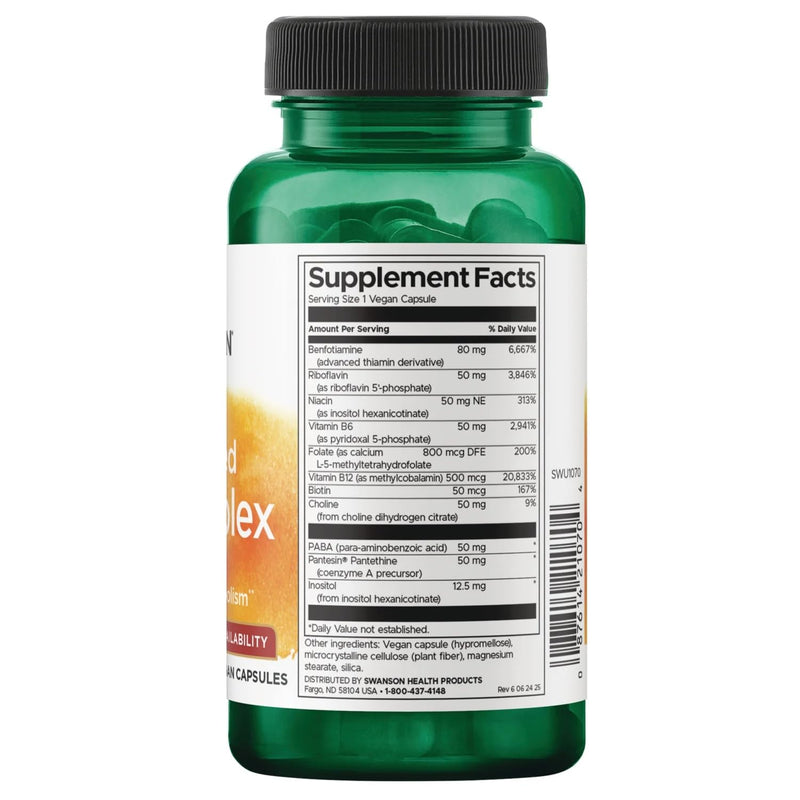 Swanson Activated B-Complex - High Potency and Bioavailability (60 Veggie Capsules) (2 Pack) 60 Count (Pack of 2)