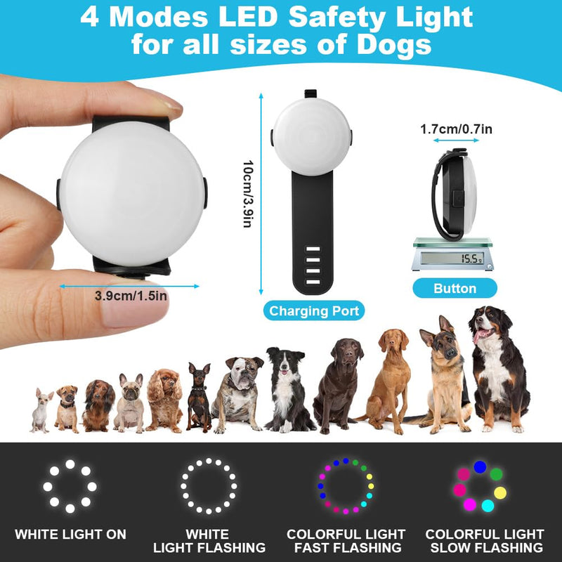 AUAUY Safety LED Flashing Light, 4 Modes Dog Light IPX68 Waterproof Pet Lights, USB Rechargeable Dogs Cats Light Pendant, Adjustable LED Light for Night Walks Running Camping Black Rechargeable - BeesActive Australia